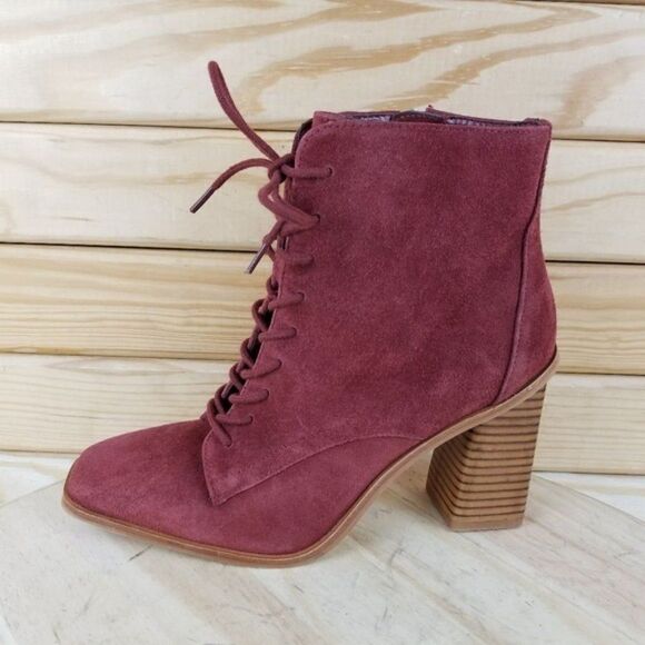 Vince Camuto 8 US Red Suede Leather Lace-Up High Heel Ankle Boots Booties NEW - Picture 1 of 11